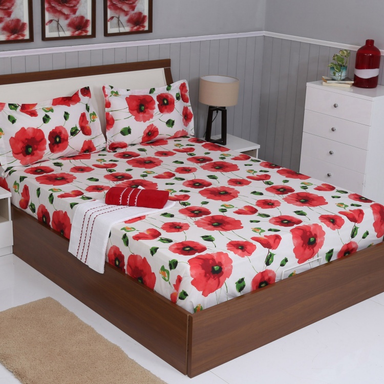 Mandarin Double Bed And Towel Set - 5 Pcs.