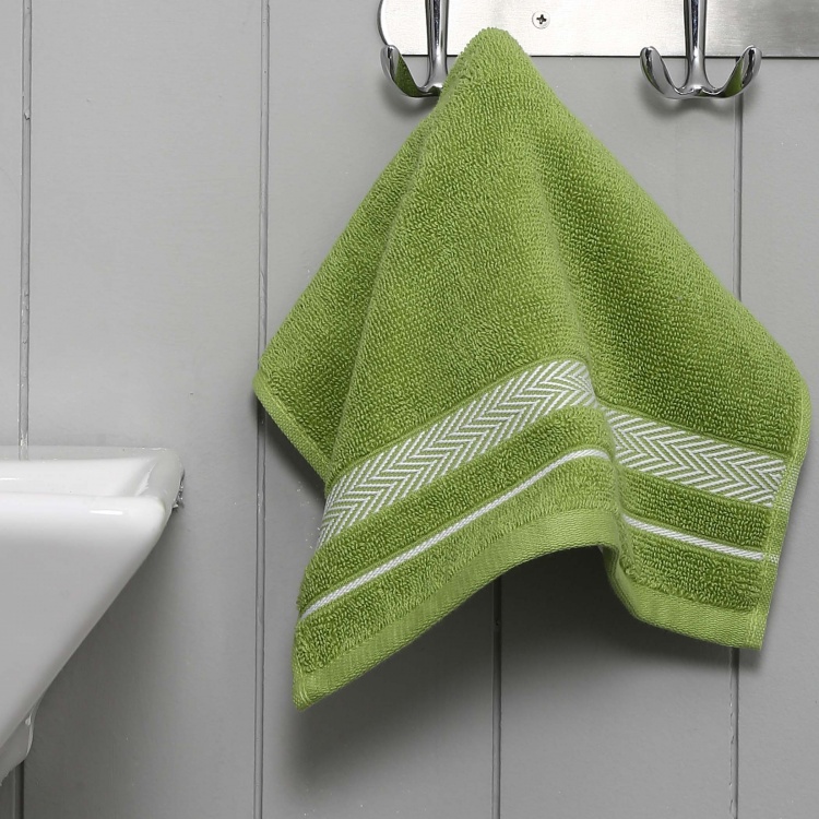 Essence Textured Cotton Face Towel : 30 cmL x 30 cmW Green