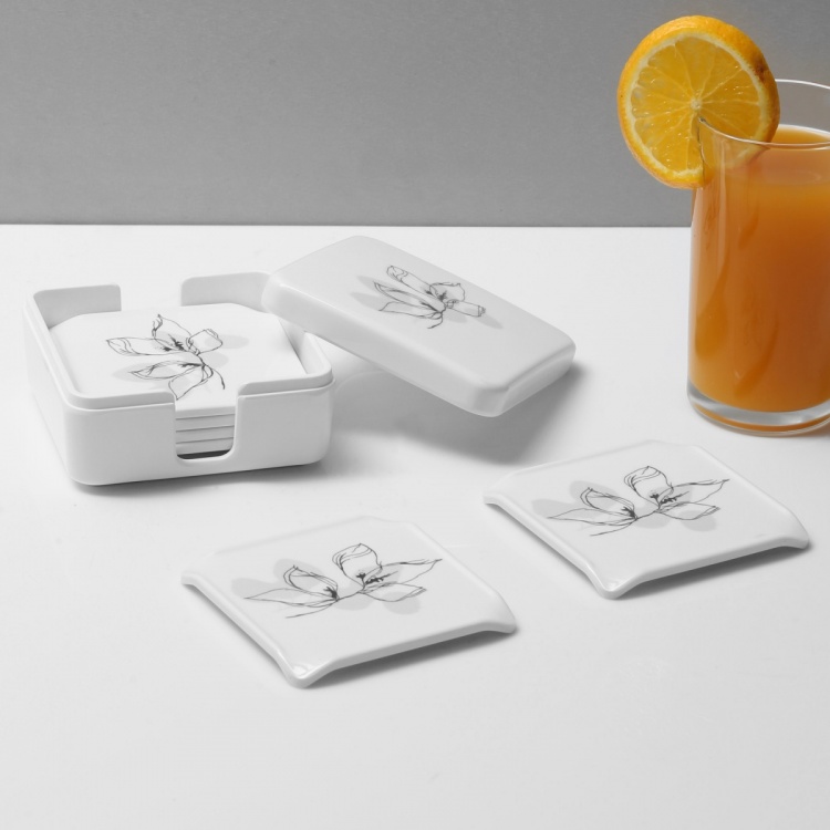 Square Coaster With Stand - Set Of 6