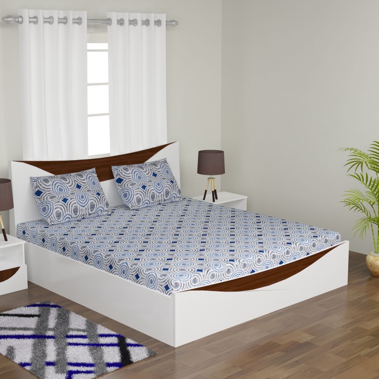 MASPAR Printed Cotton Double Bedsheet & Two Pillow Covers